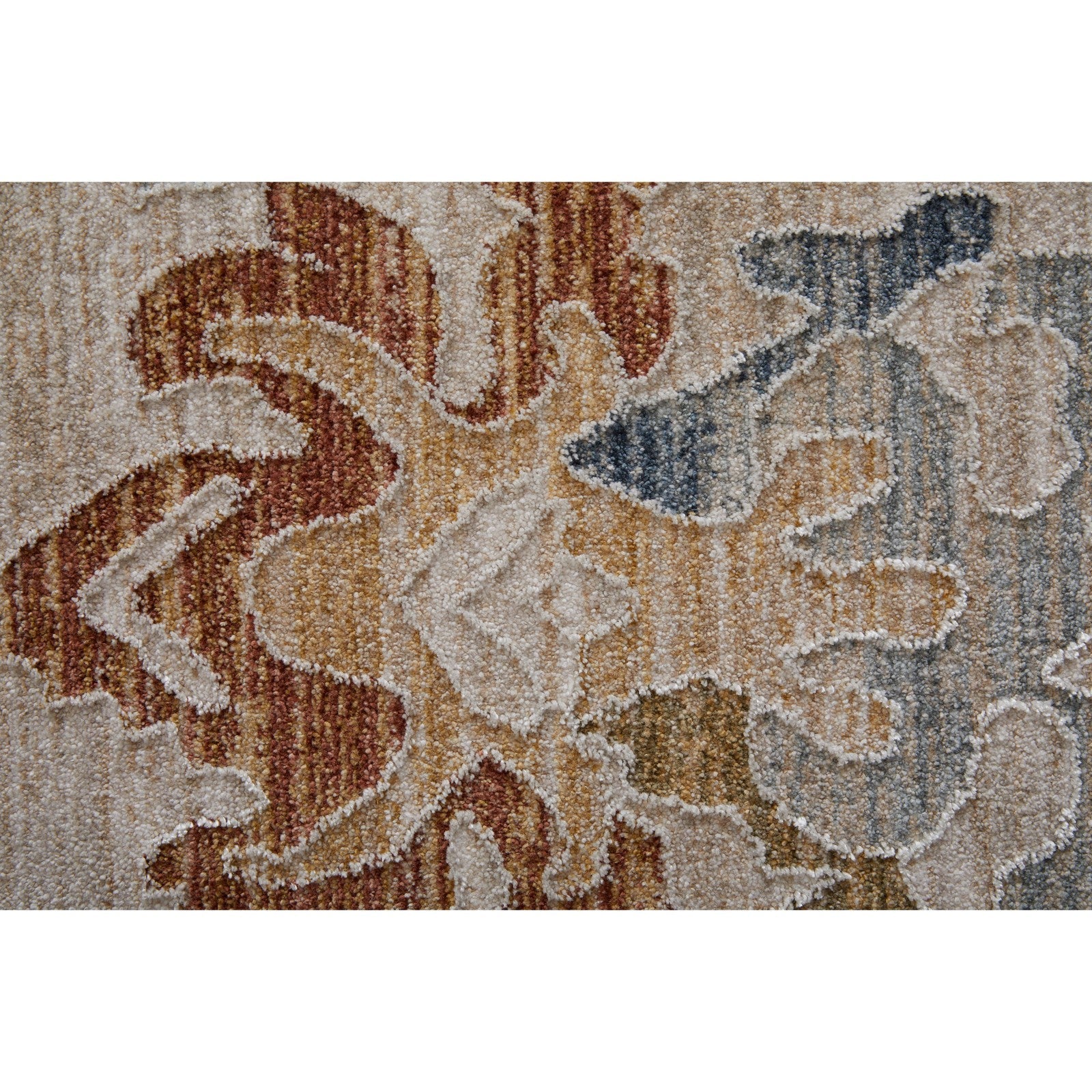 Feizy Pasha 39M8F Transitional Floral & Botanical in Ivory/Blue/Gold