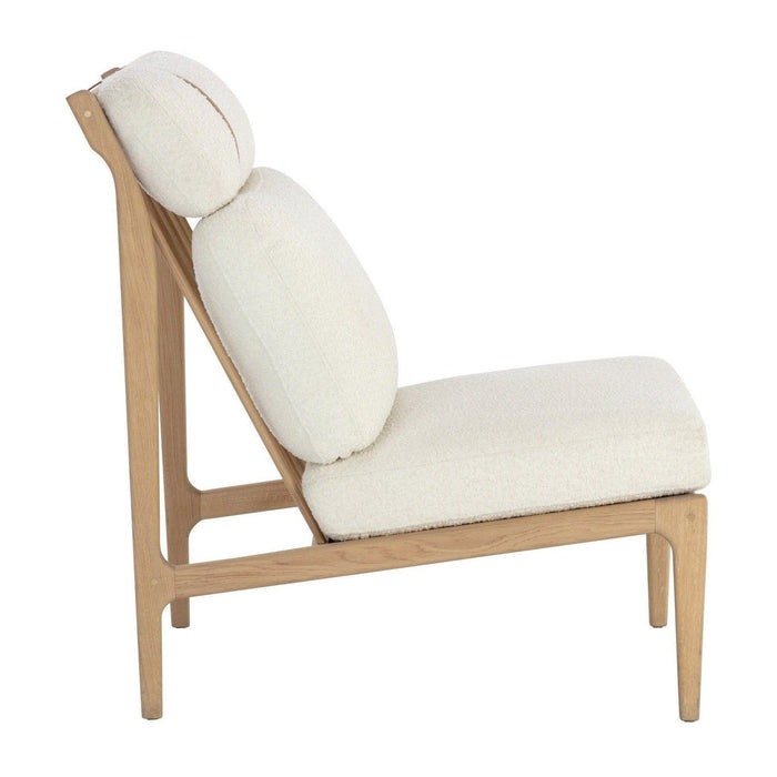 Sunpan Elanor Lounge Chair - Light Oak - Altro White