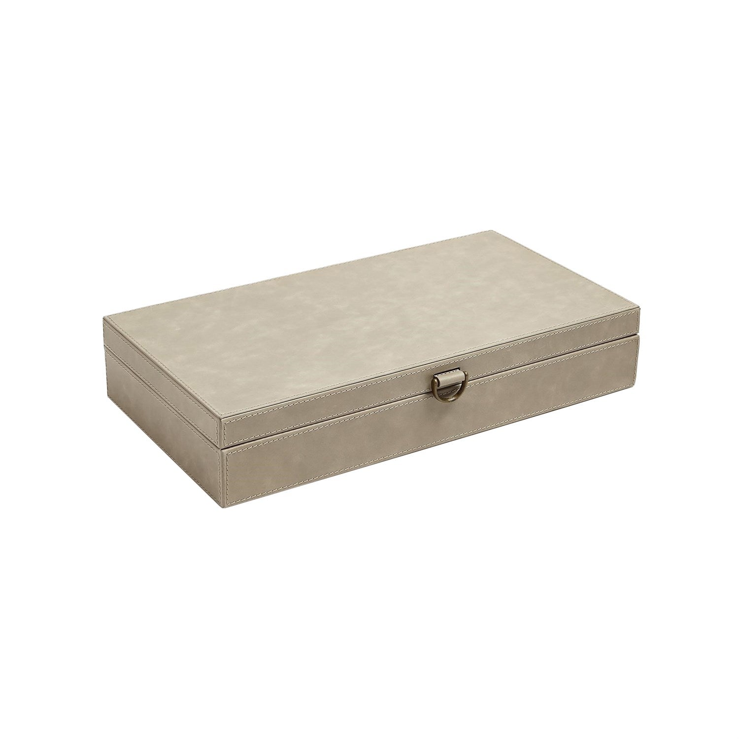 Global Views Marbled Leather D Ring Box - Light Grey
