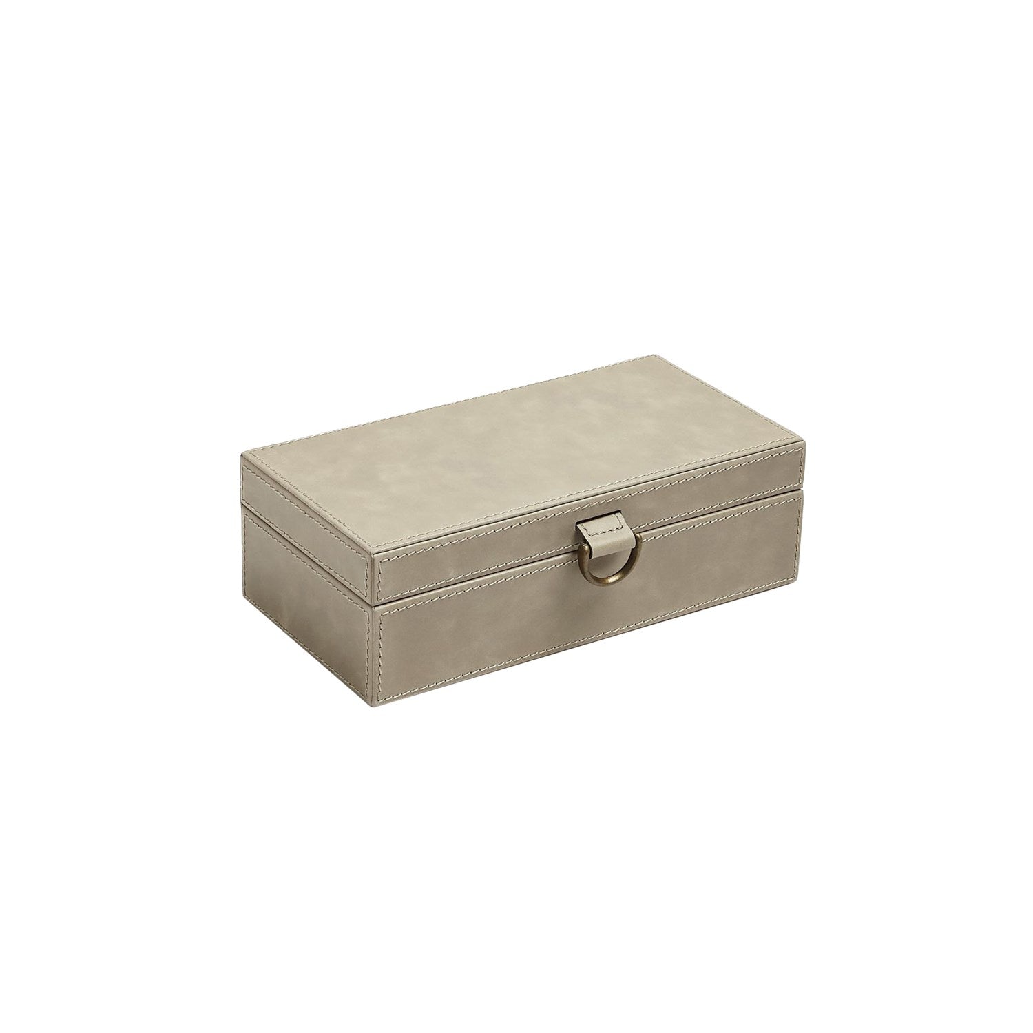 Global Views Marbled Leather D Ring Box - Light Grey