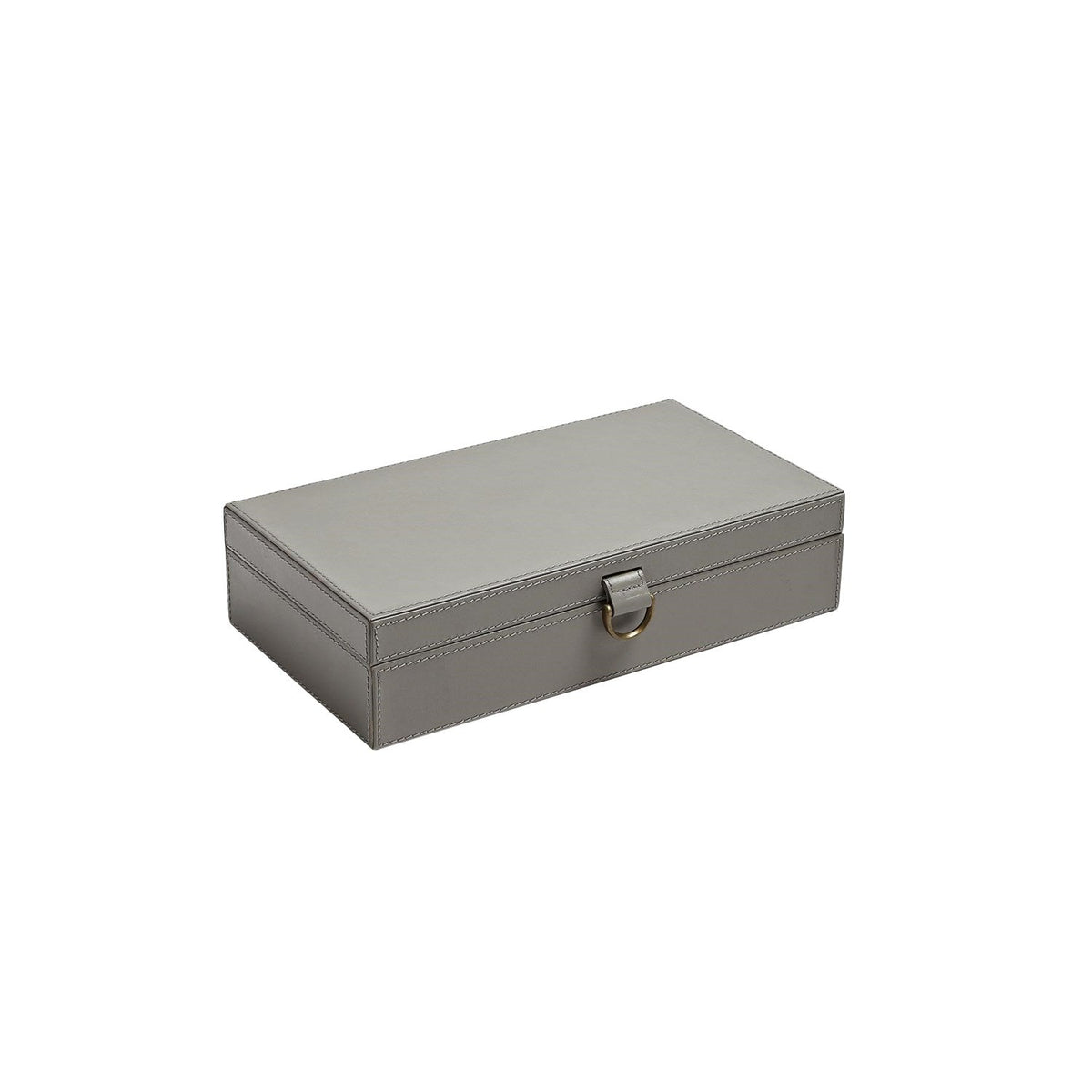 Global Views Marbled Leather D Ring Box - Dark Grey