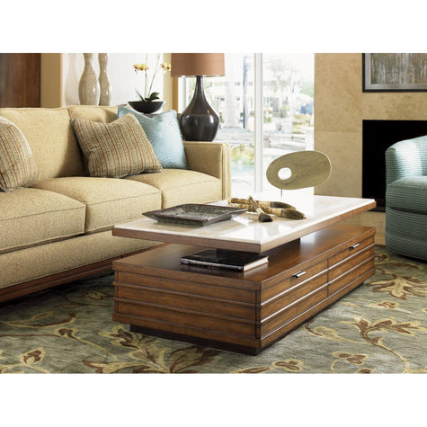 Tommy Bahama Home Ocean Club Solstice Cocktail Table With Stone Top