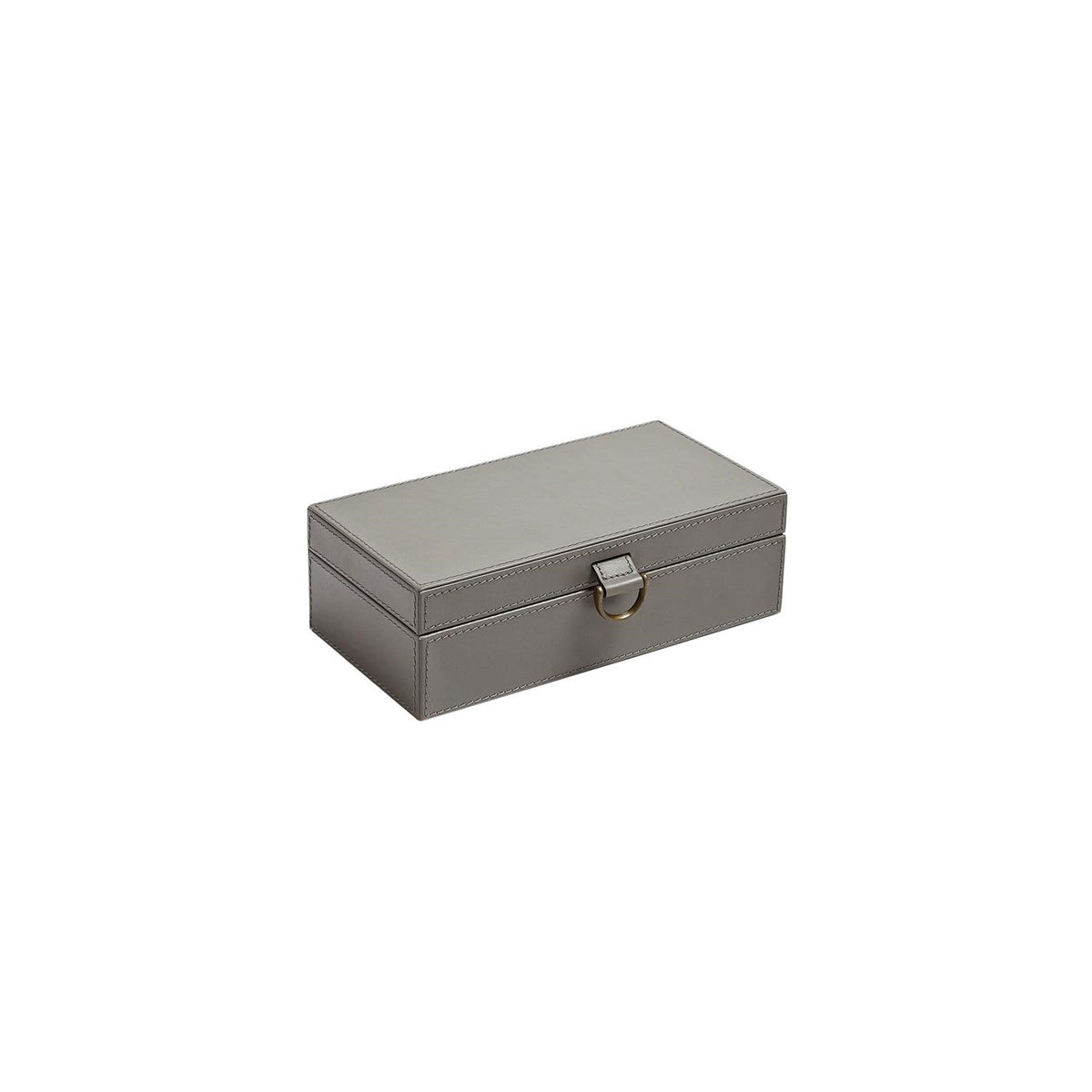 Global Views Marbled Leather D Ring Box - Dark Grey