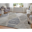 Feizy Elias 69FWF Modern Diamond Rug in Ivory/Blue/Brown