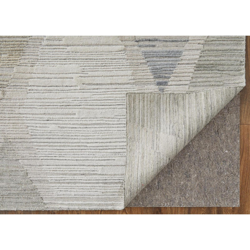 Feizy Elias 69FWF Modern Diamond Rug in Ivory/Blue/Brown