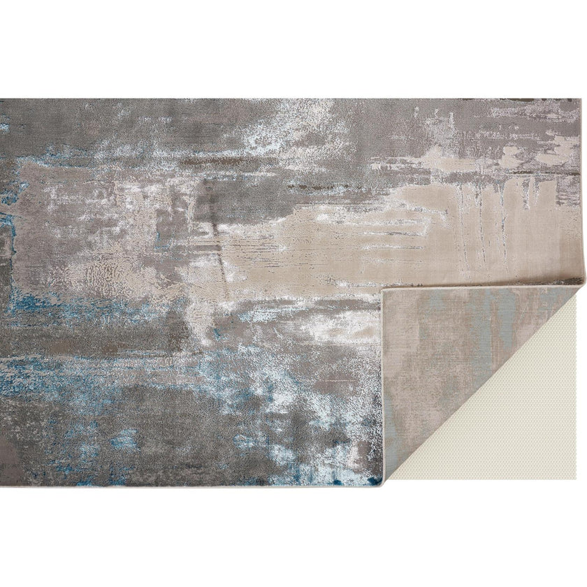 Feizy Azure 3406F Modern Abstract Rug in Gray/Ivory/Blue