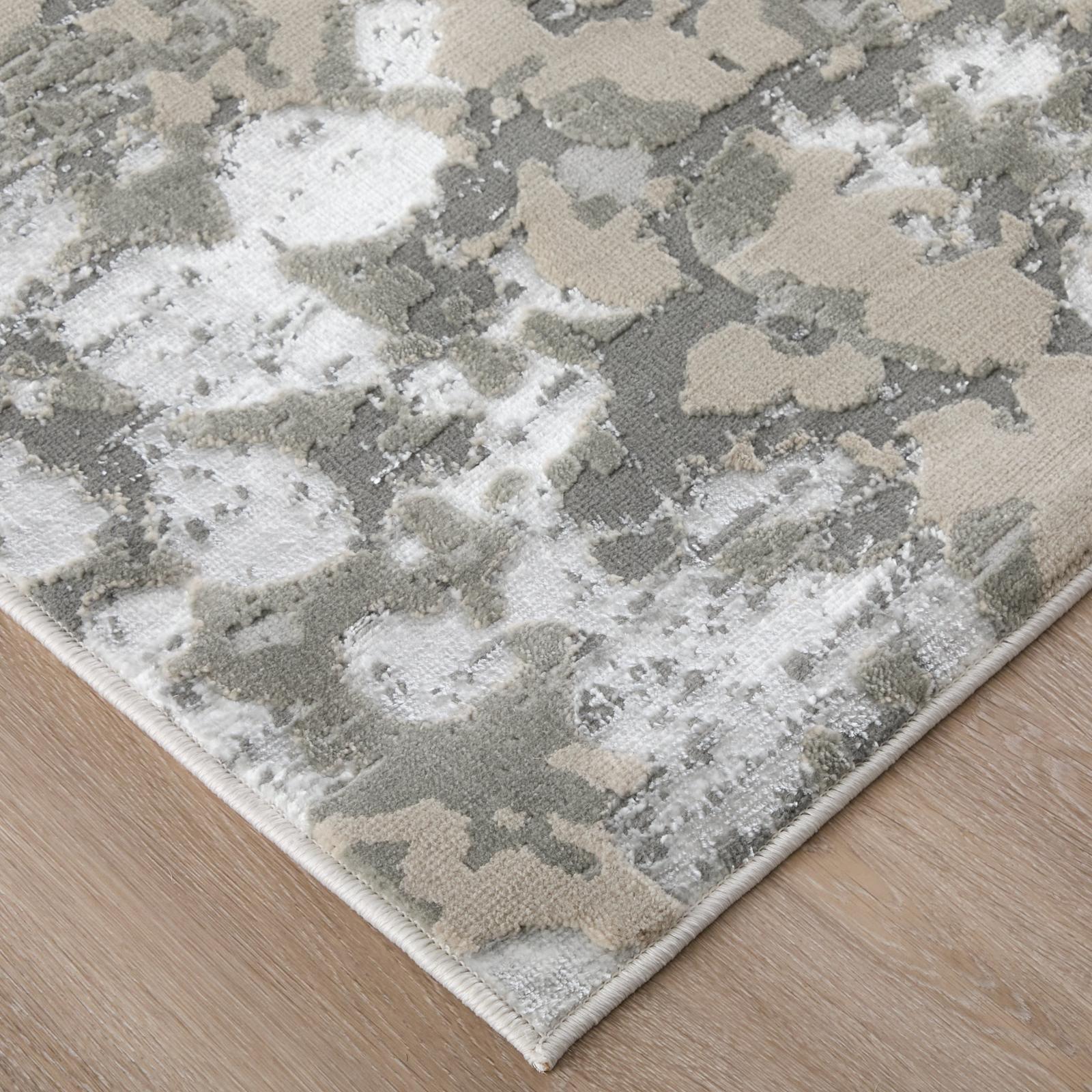 Feizy Micah 3336F Modern Abstract Rug in Silver/Gray/White