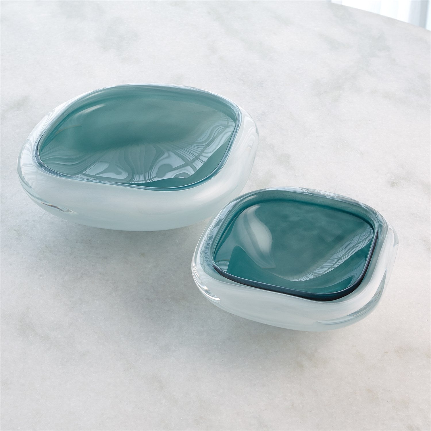 Global Views Square Cased Glass Bowl - Azure