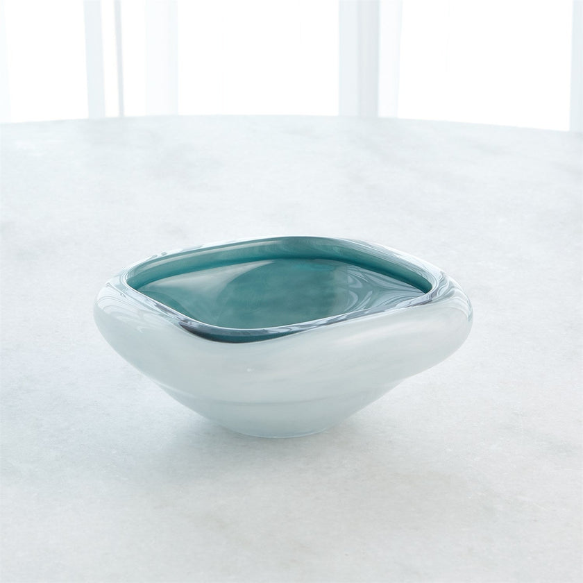 Global Views Square Cased Glass Bowl - Azure