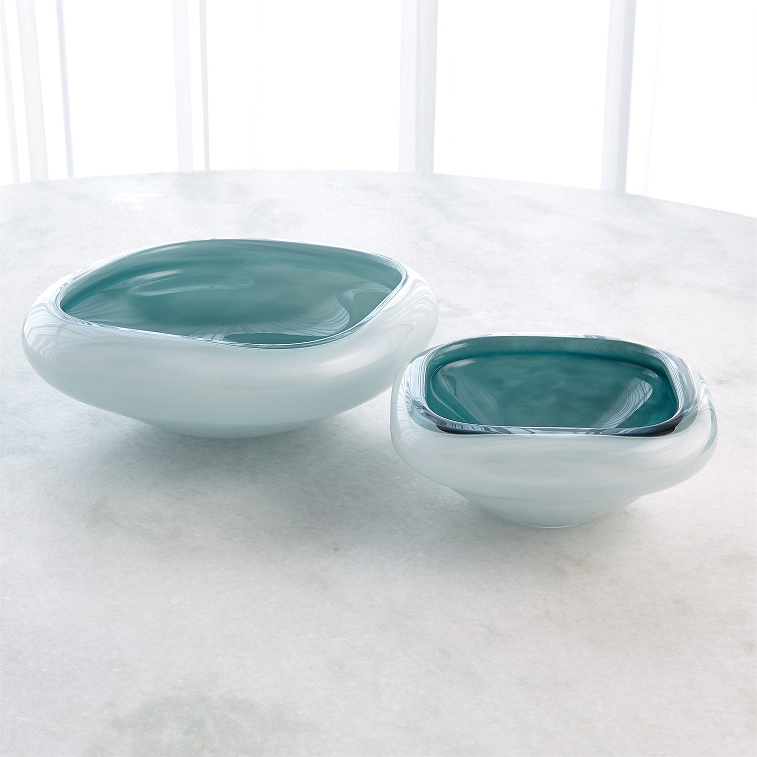 Global Views Square Cased Glass Bowl - Azure