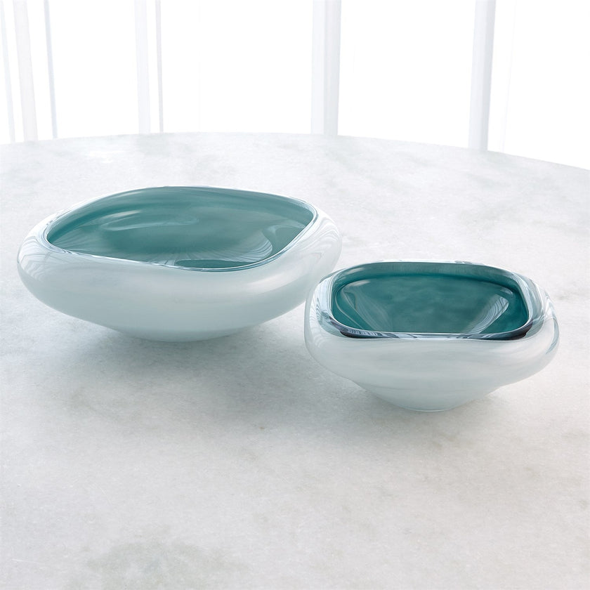 Global Views Square Cased Glass Bowl - Azure