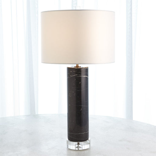 Global Views Marble Cylinder Table Lamp - Black