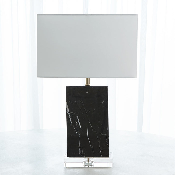 Global Views Marble Rectangular Table Lamp - Black