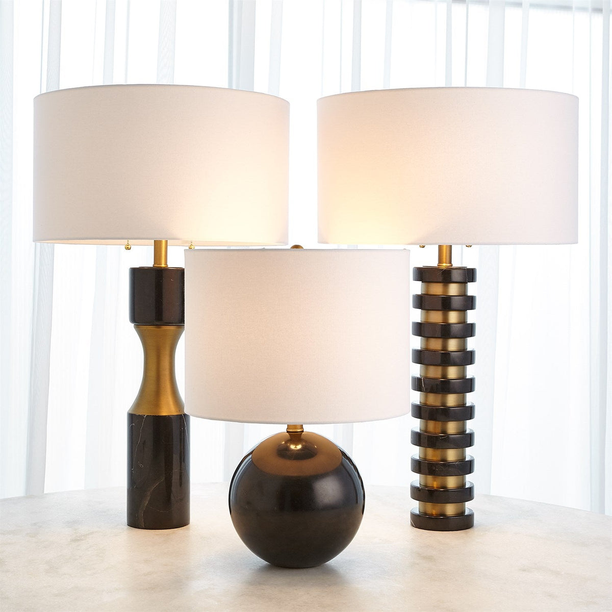 Global Views Marble Stack Lamp - Black