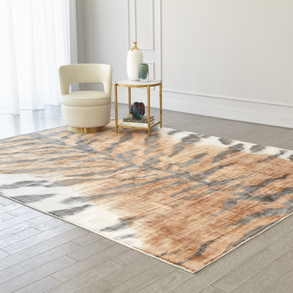 Global Views Tiger Stripe Rug - Orange