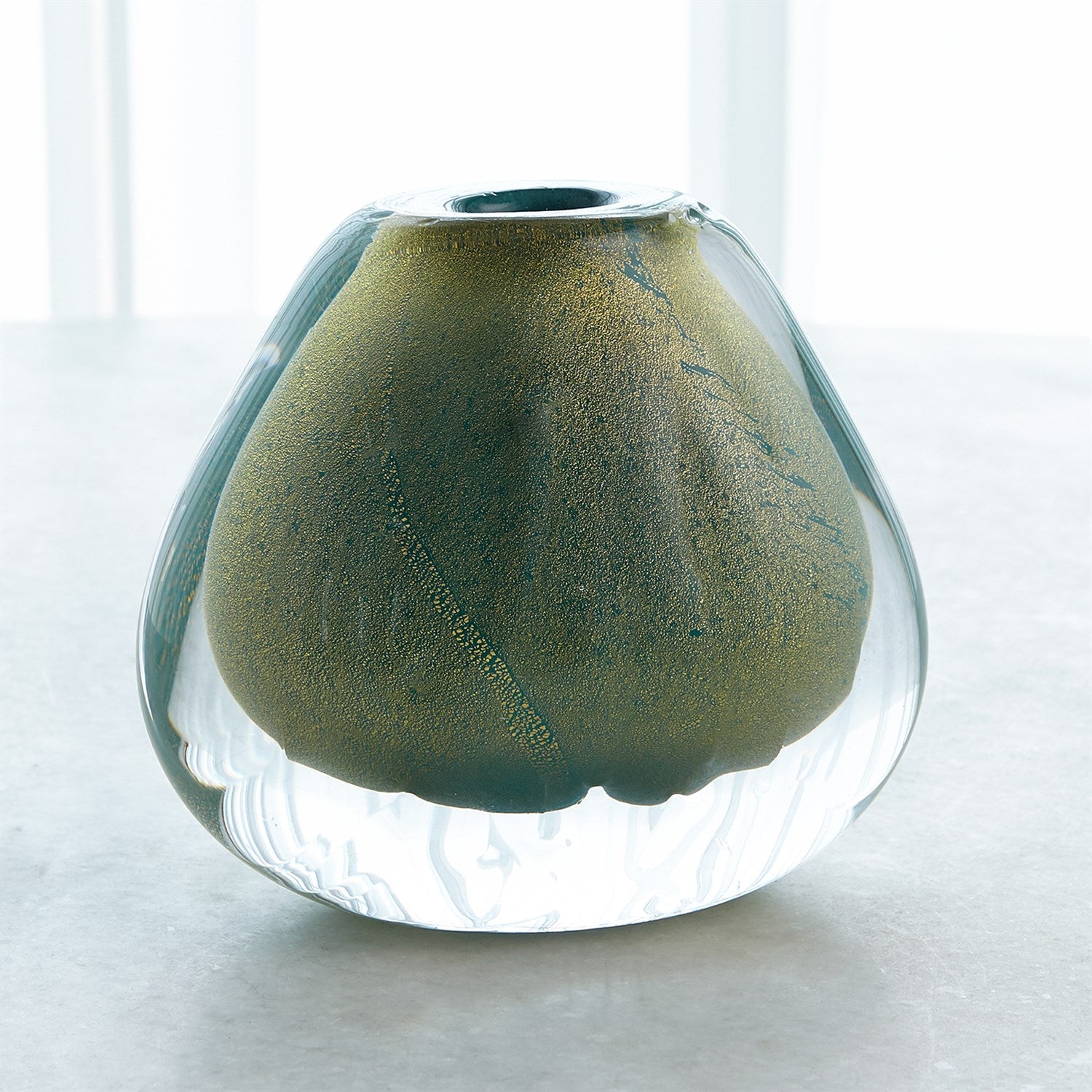 Global Views Conical Vase - Green Gold