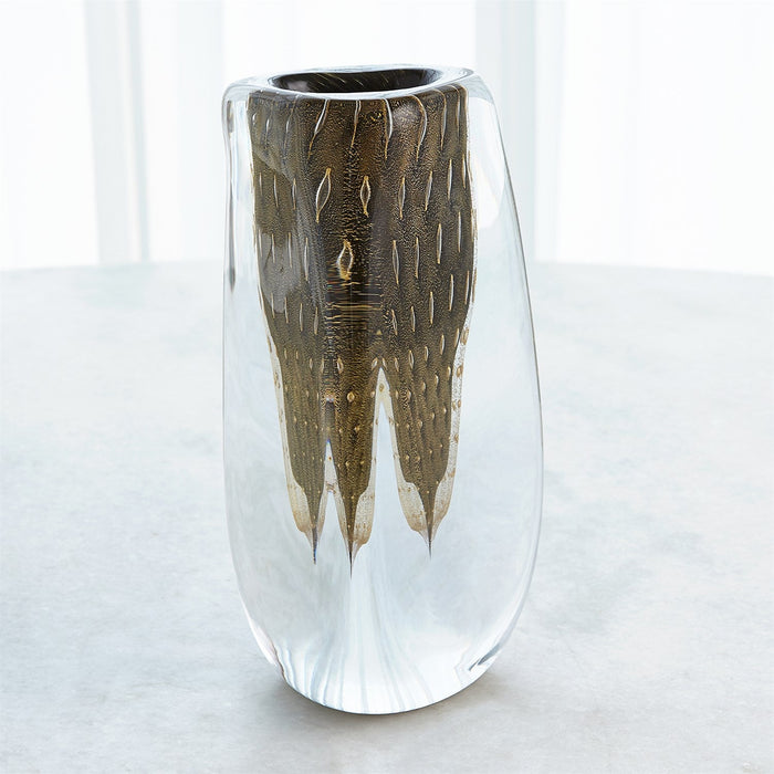 Global Views Triangular Bubbled Vase - Gold