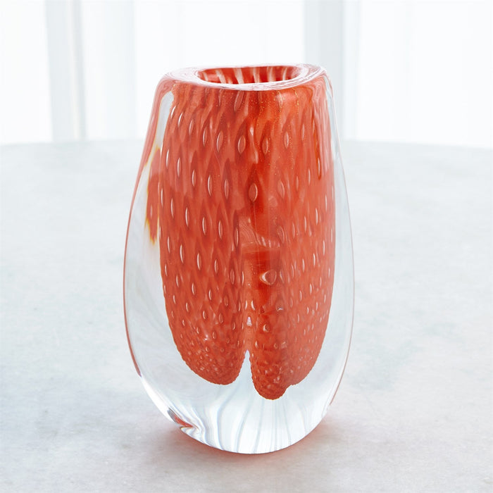 Global Views Triangular Bubbled Vase - Orange