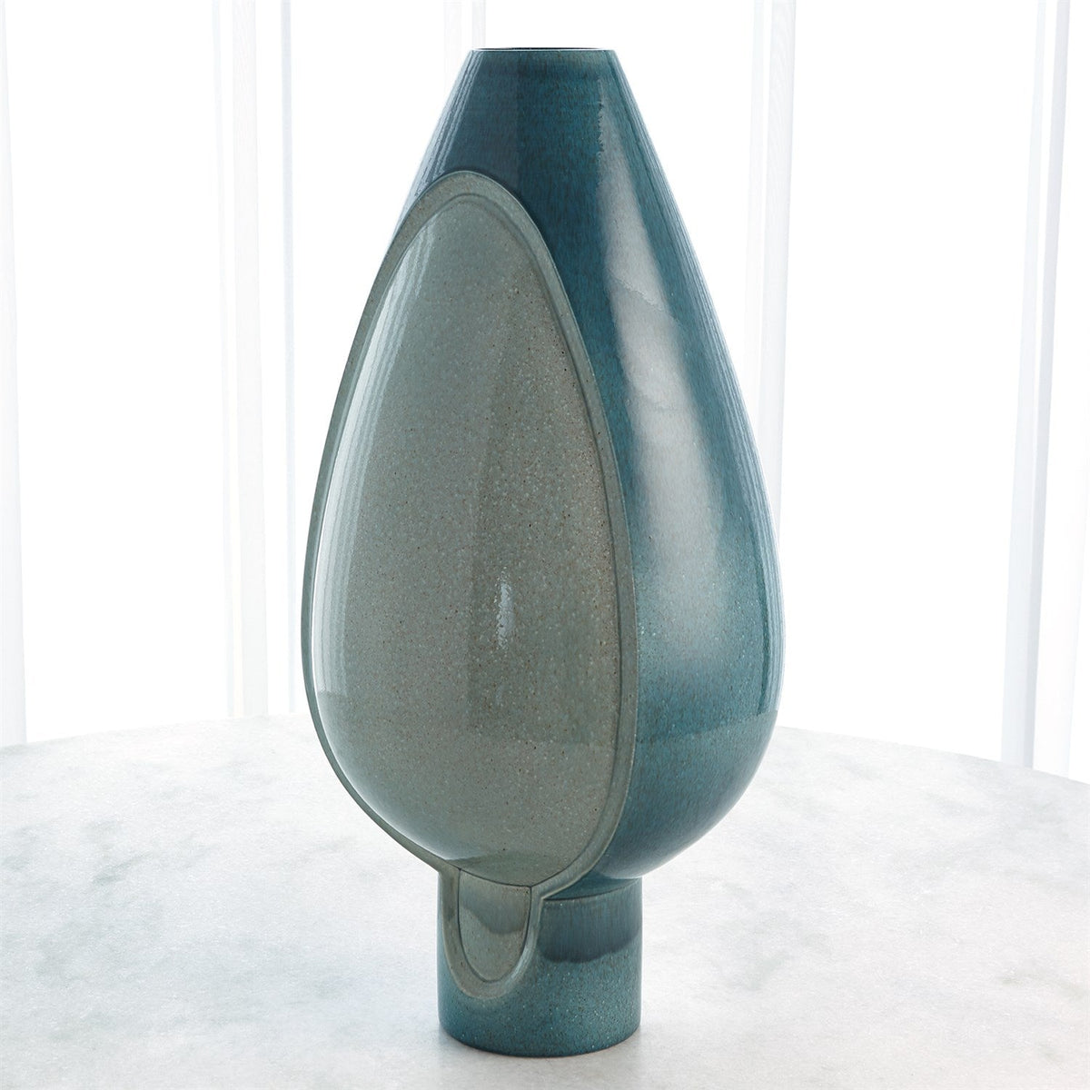 Global Views Two Tone Pod Vase - Azure