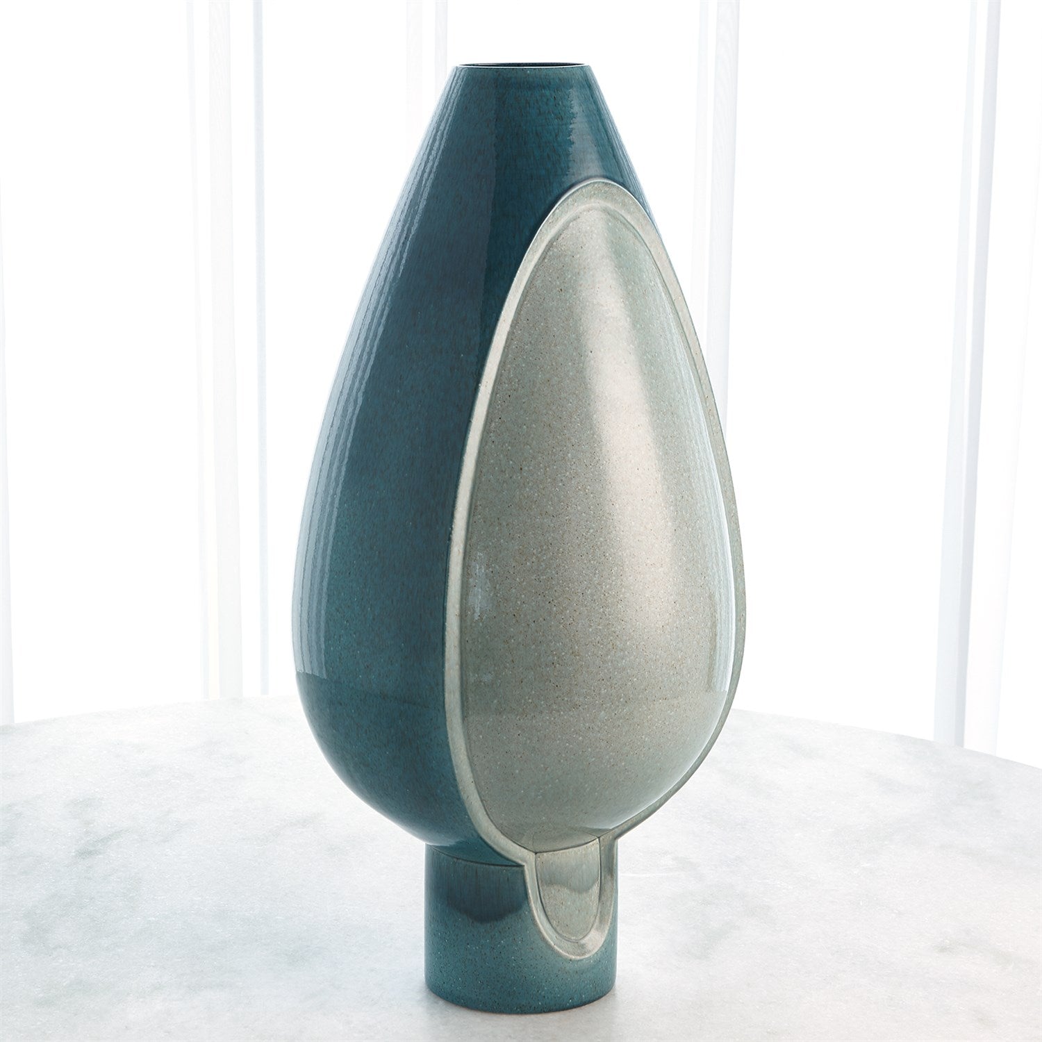 Global Views Two Tone Pod Vase - Azure