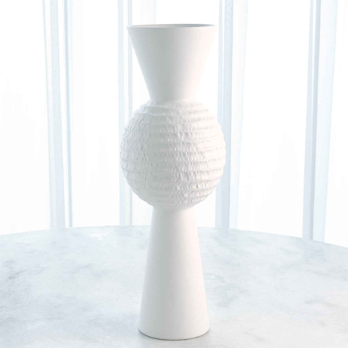 Global Views Chiseled Orb Vase - Matte White