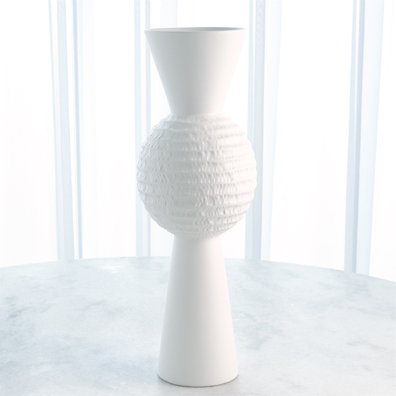 Global Views Chiseled Orb Vase - Matte White