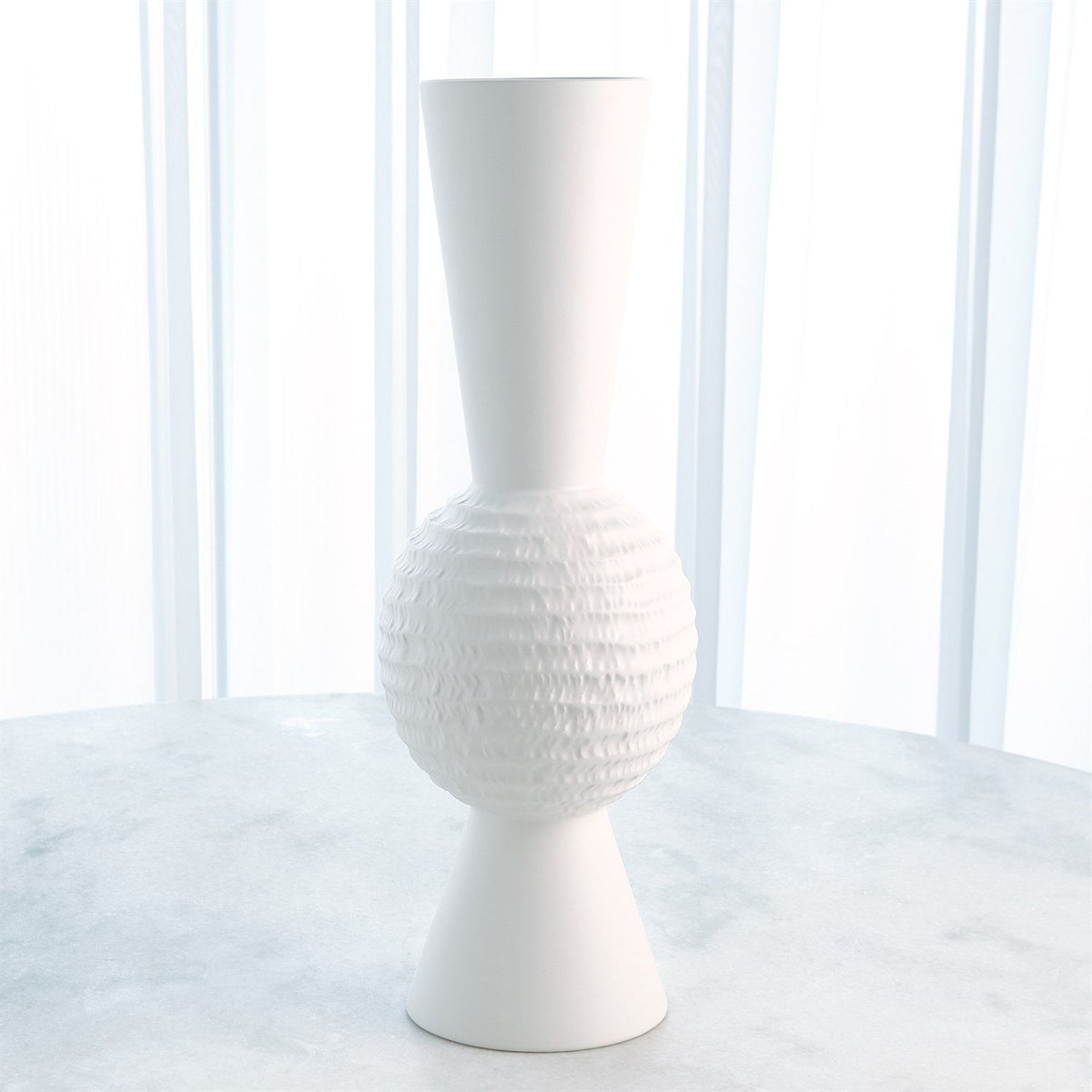 Global Views Chiseled Orb Vase - Matte White