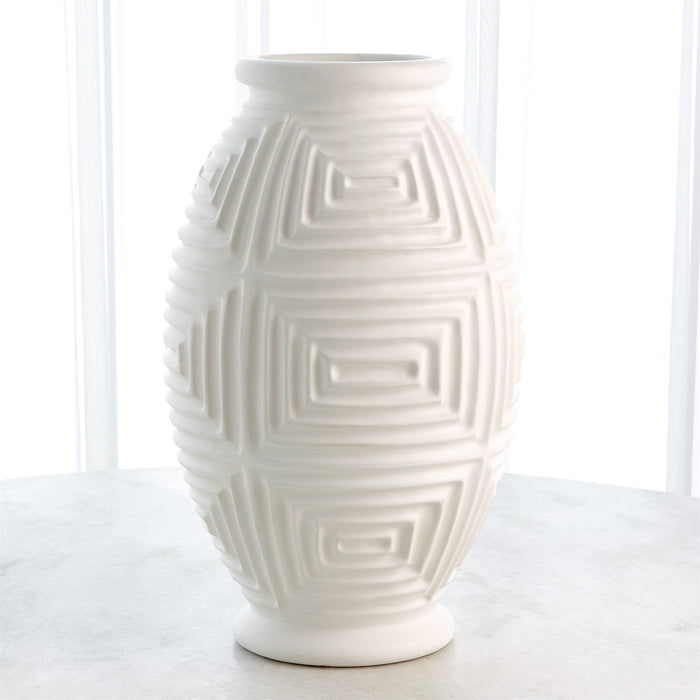 Global Views Maze Vases & Bowl - Matte White