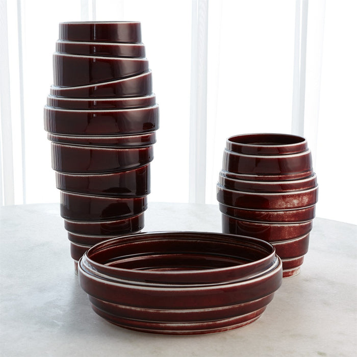 Global Views Layered Vases & Bowl - Oxblood