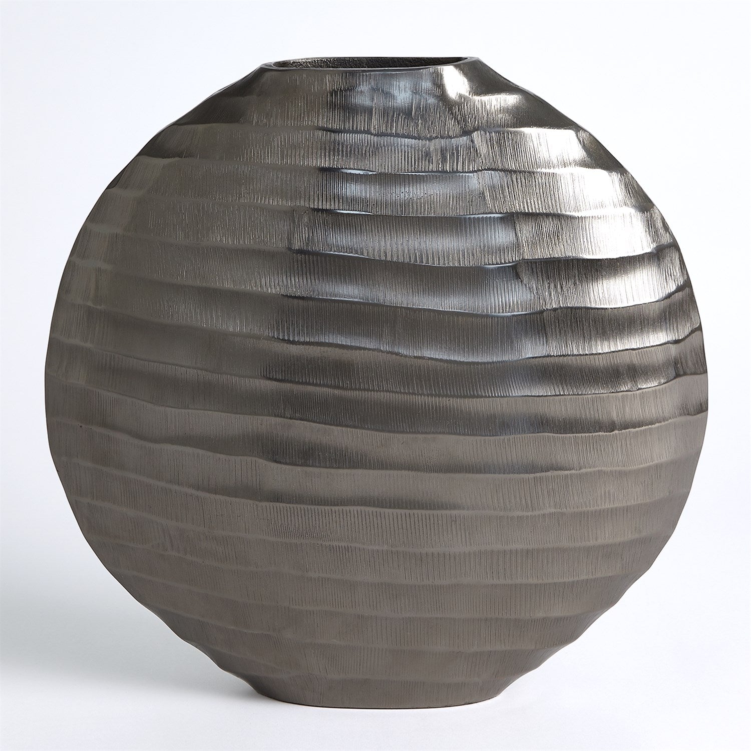Global Views Chased Oval Vase - Black Nickel