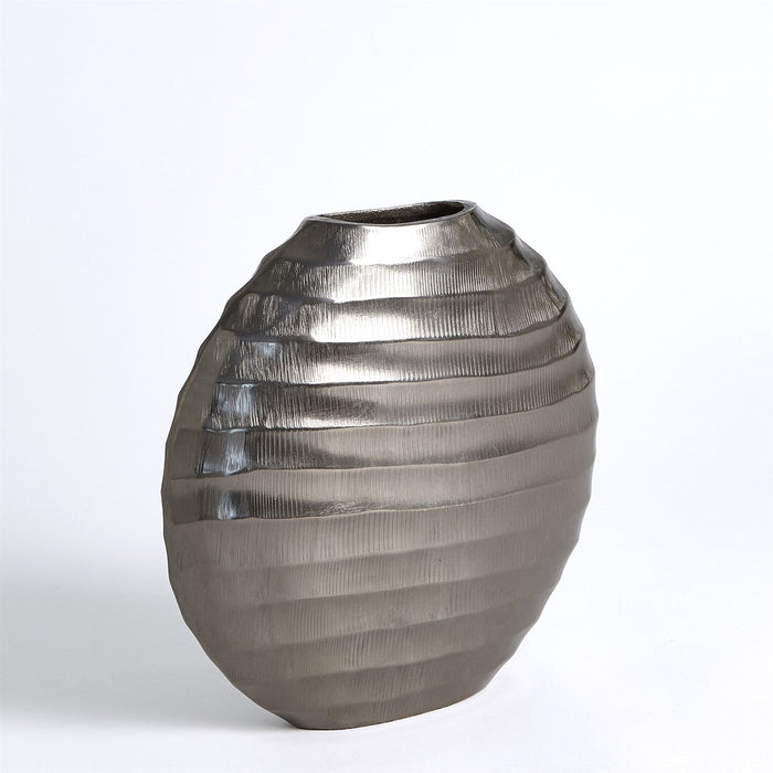 Global Views Chased Oval Vase - Black Nickel