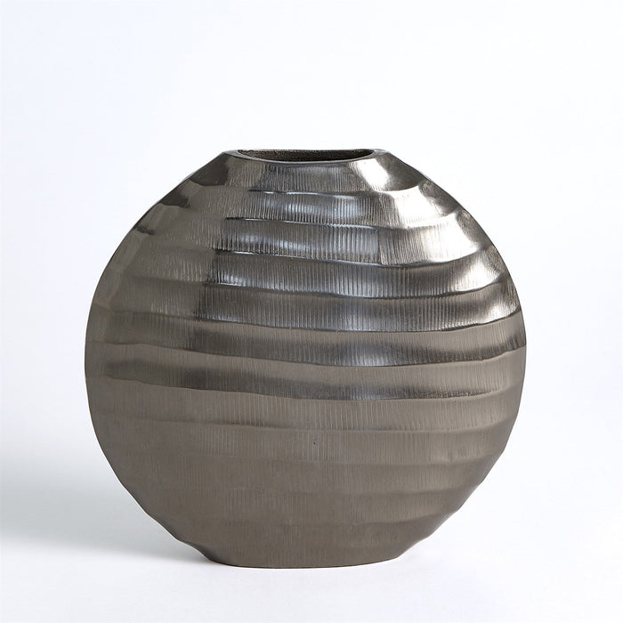 Global Views Chased Oval Vase - Black Nickel