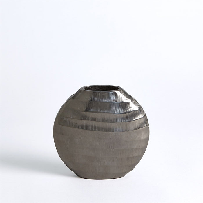 Global Views Chased Oval Vase - Black Nickel