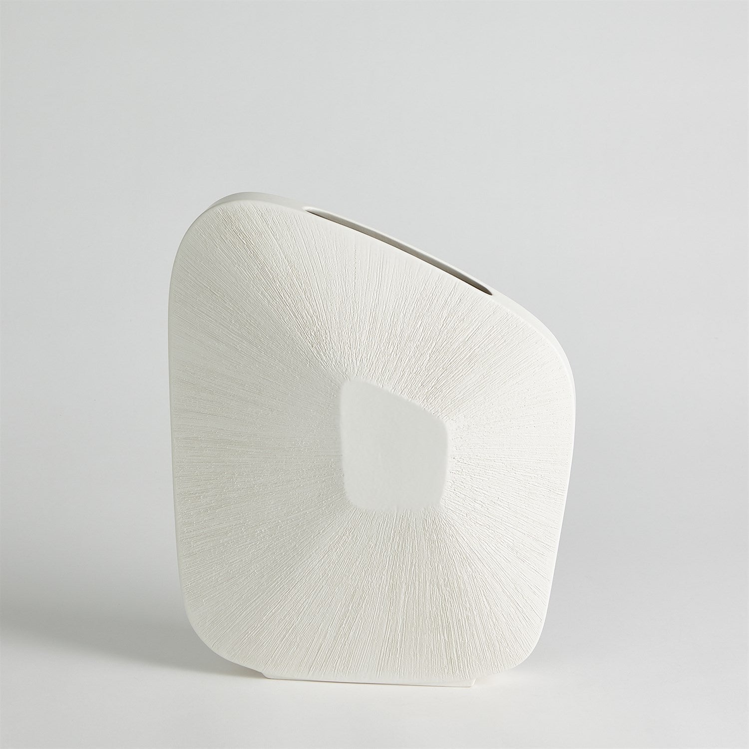 Global Views Offset Square Scratch Vase - Matte White
