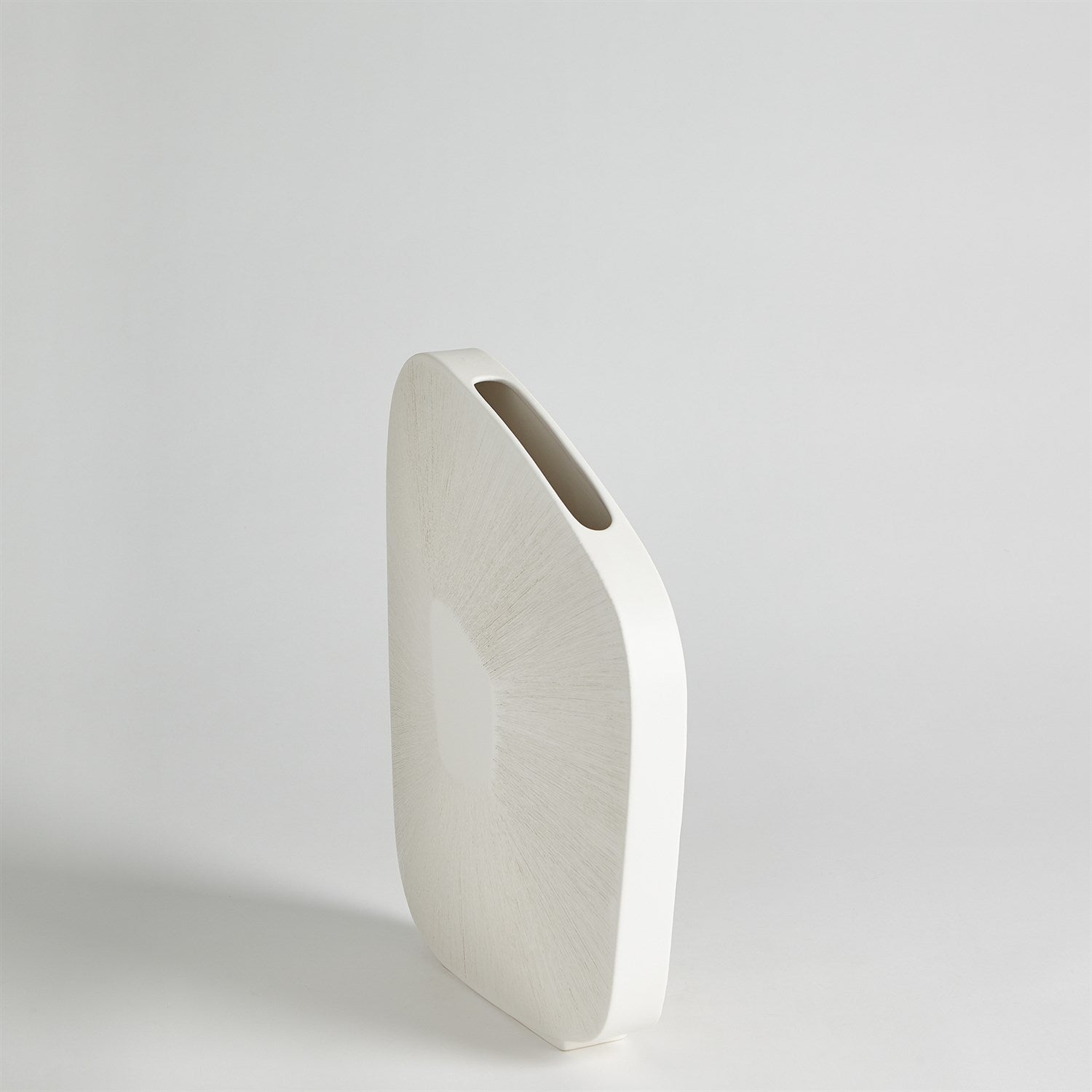 Global Views Offset Square Scratch Vase - Matte White