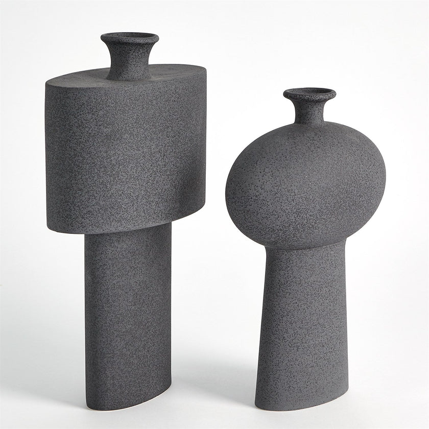 Global Views Folk Vase - Black Stone