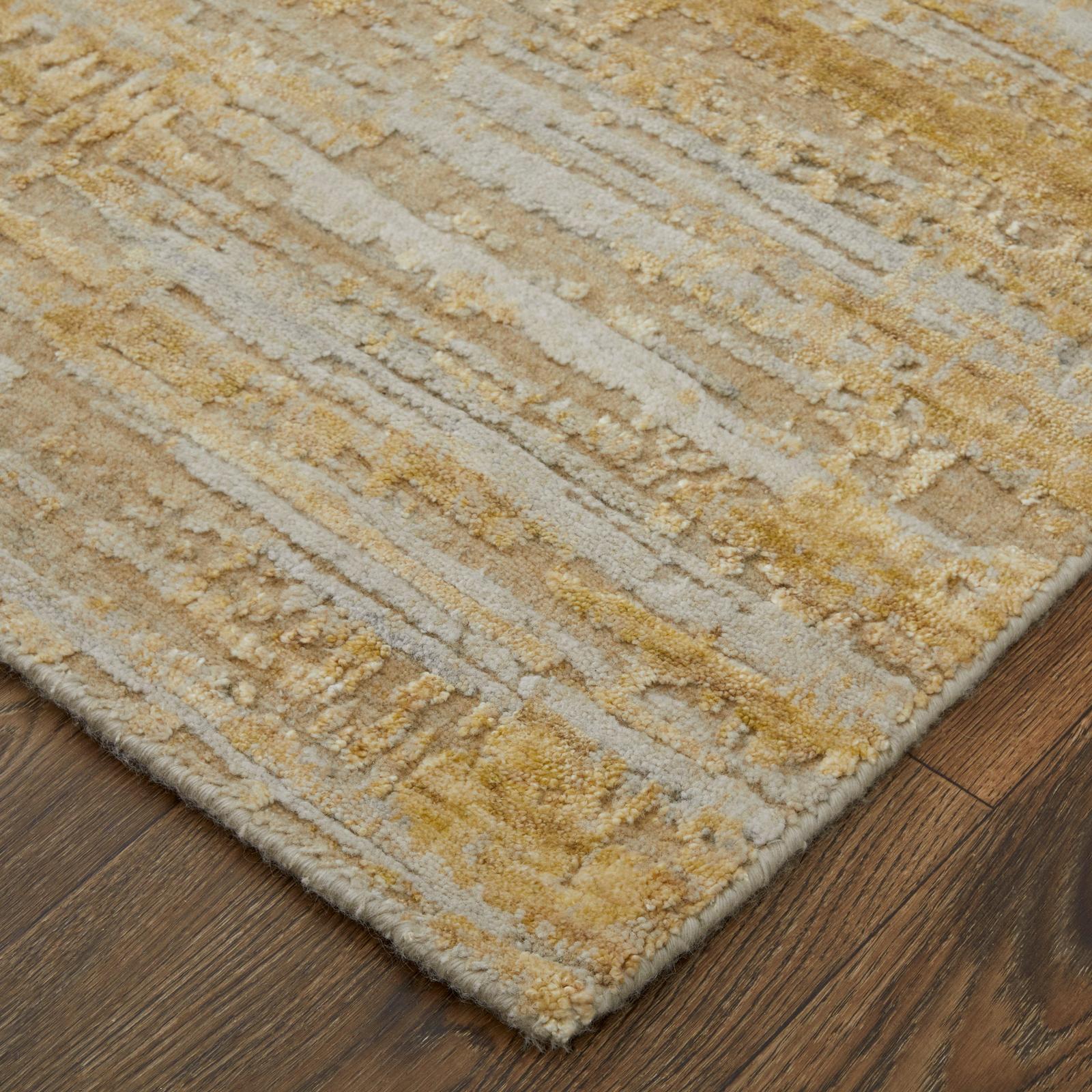 Feizy Eastfield 69FQF Modern Abstract Rug in Yellow/Ivory/Gold