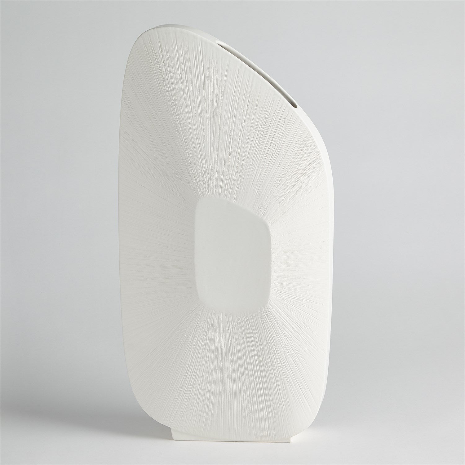 Global Views Offset Square Scratch Vase - Matte White