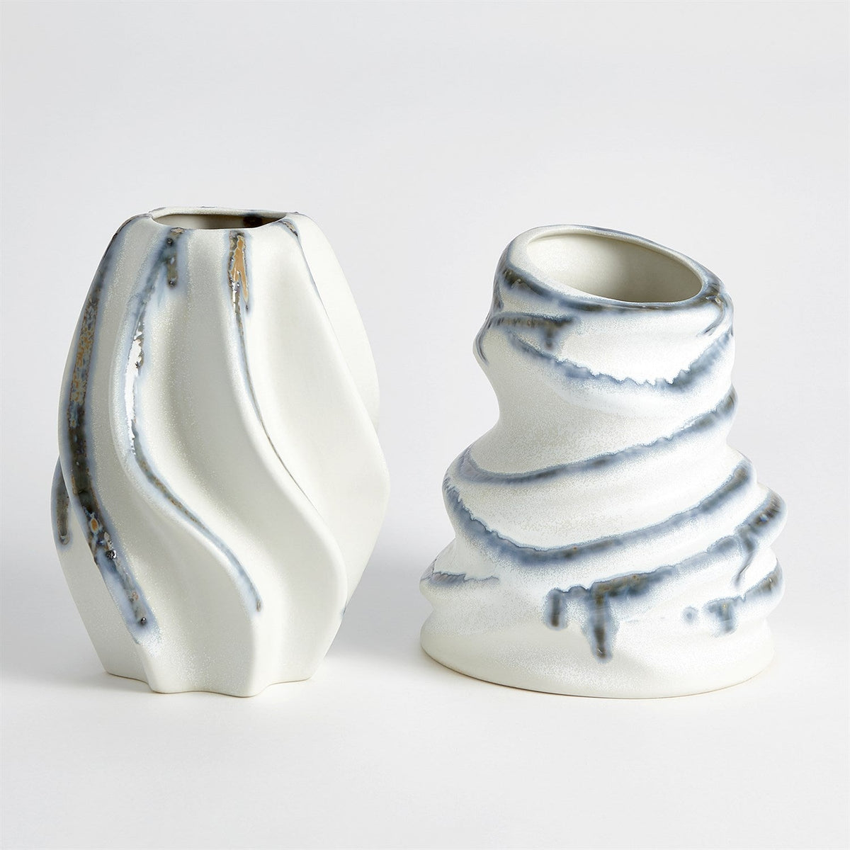Global Views Twist Vase - Indigo Drip
