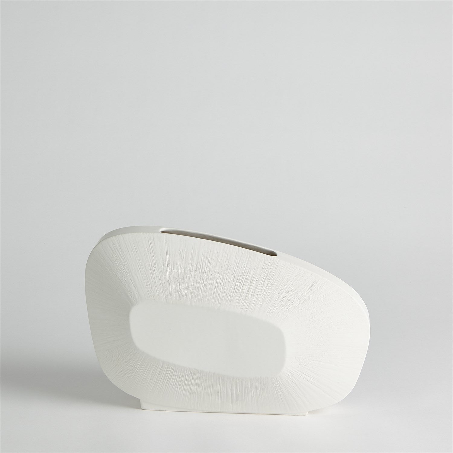 Global Views Offset Square Scratch Vase - Matte White