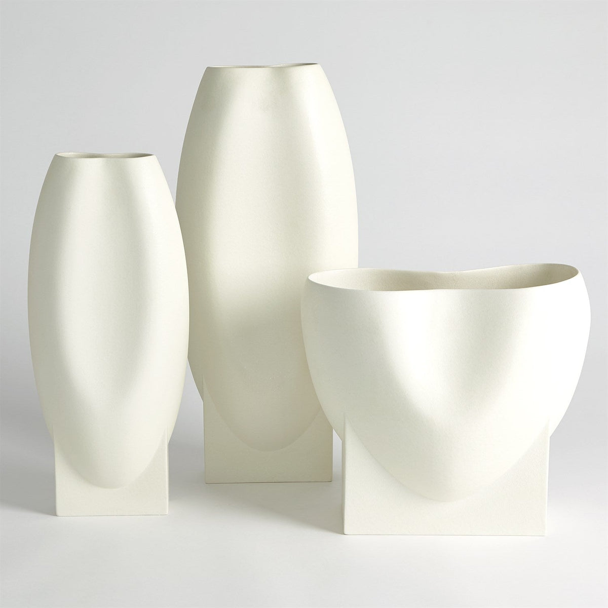 Global Views Orpheus Vases & Bowl - Ivory