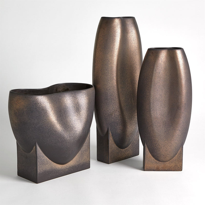 Global Views Orpheus Vases & Bowl - Bronze
