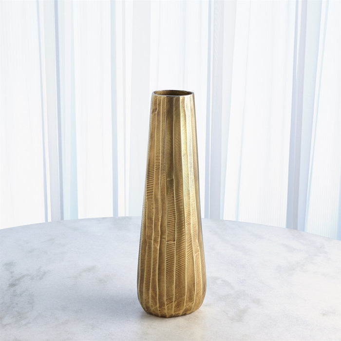 Global Views Chased Round Vase - Antique Brass