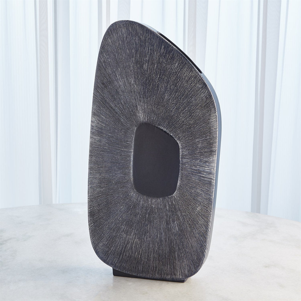 Global Views Offset Square Scratch Vase - Ink