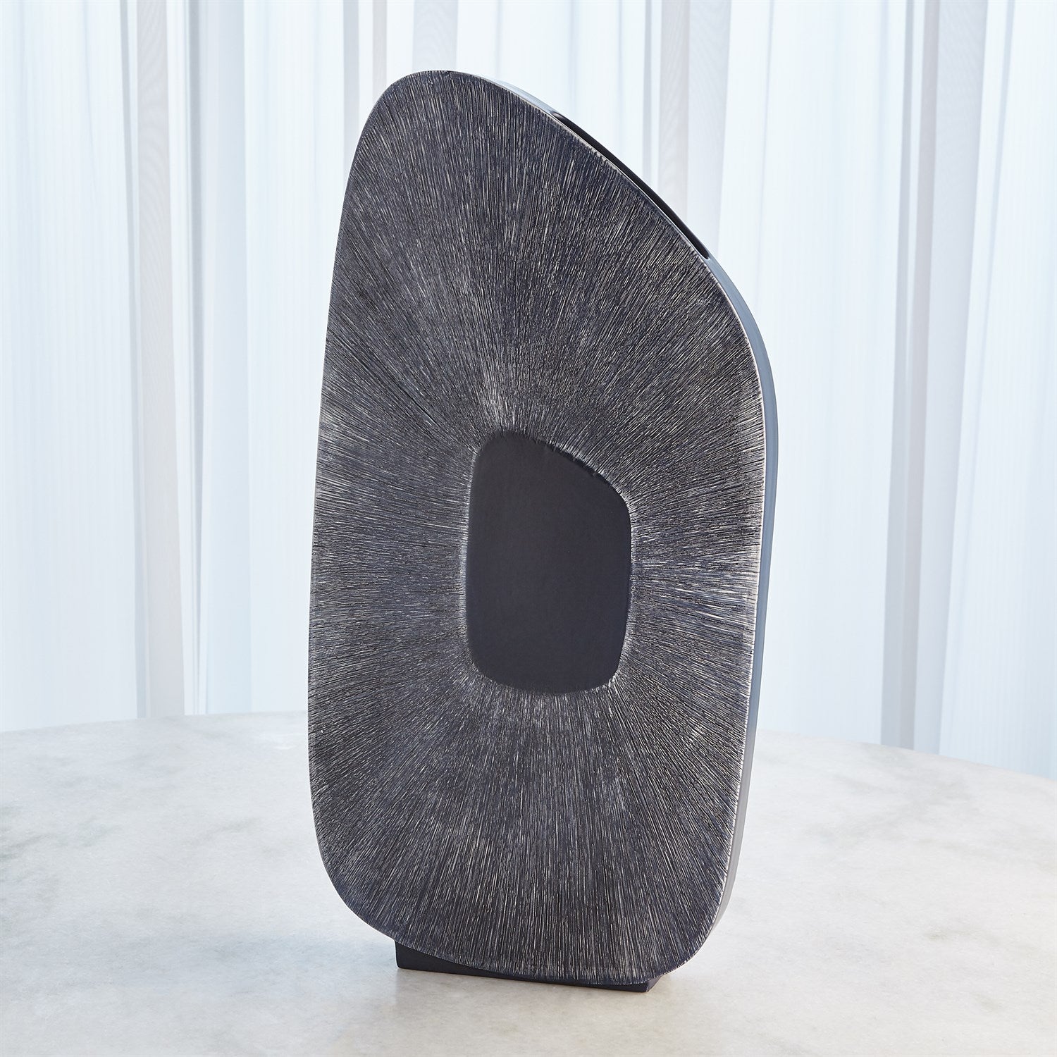 Global Views Offset Square Scratch Vase - Ink