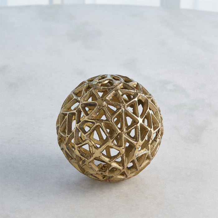 Global Views Jali Ball - Antique Brass