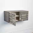 Global Views Abstract Block Cabinet with Floating Shelf - Silver