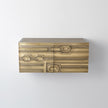 Global Views Abstract Block Cabinet with Floating Shelf - Brass