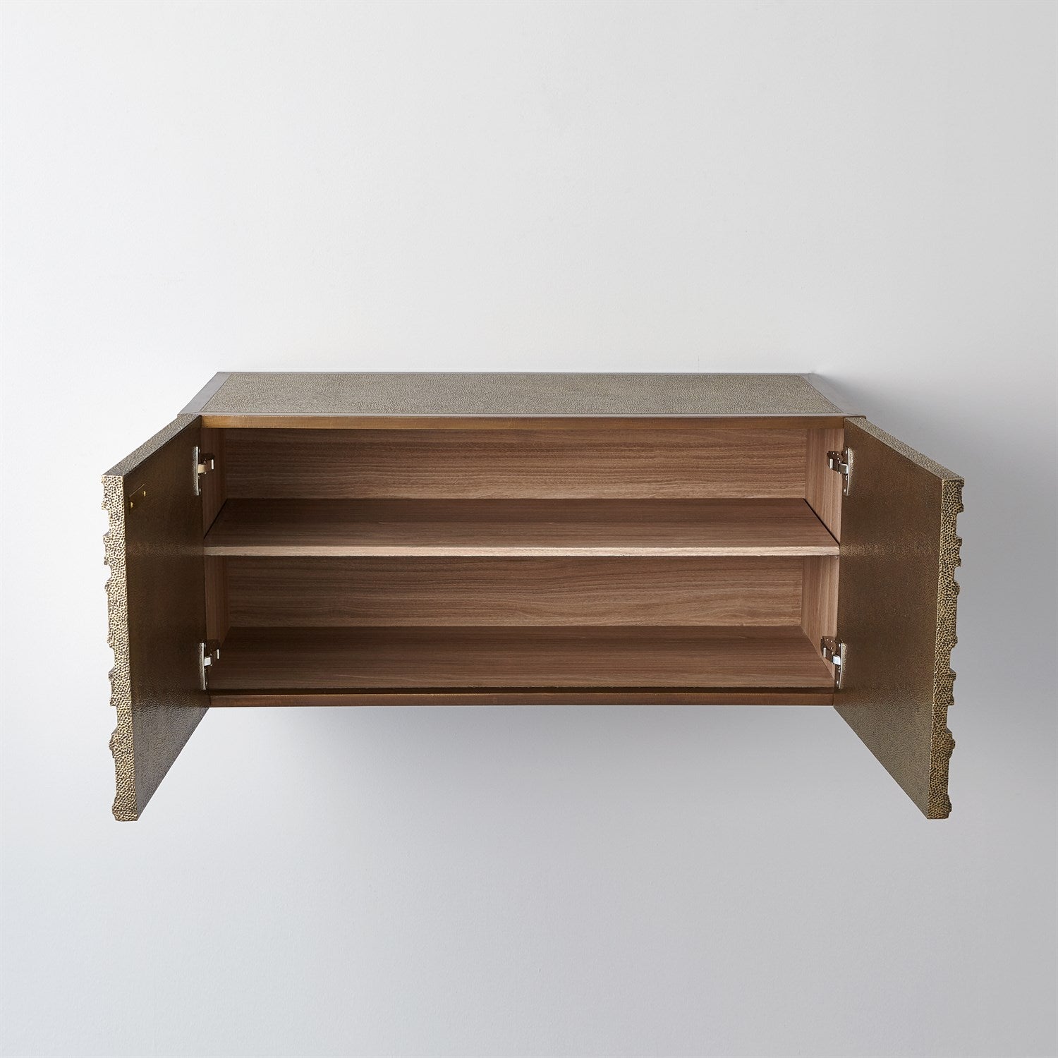 Global Views Abstract Block Cabinet with Floating Shelf - Brass