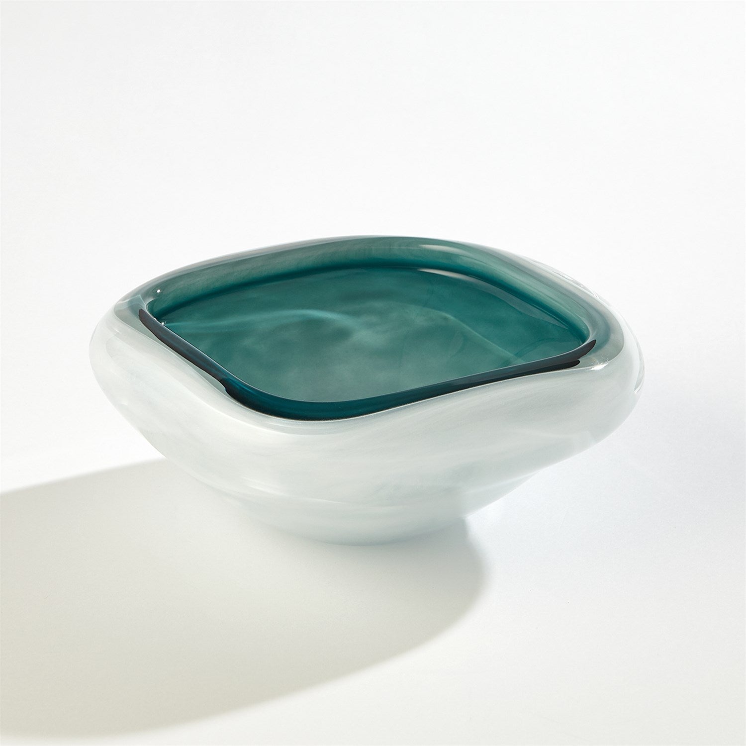 Global Views Square Cased Glass Bowl - Azure